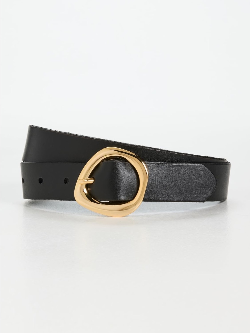 Madewell Women's Sculpted-Buckle Leather Belt, Black, L